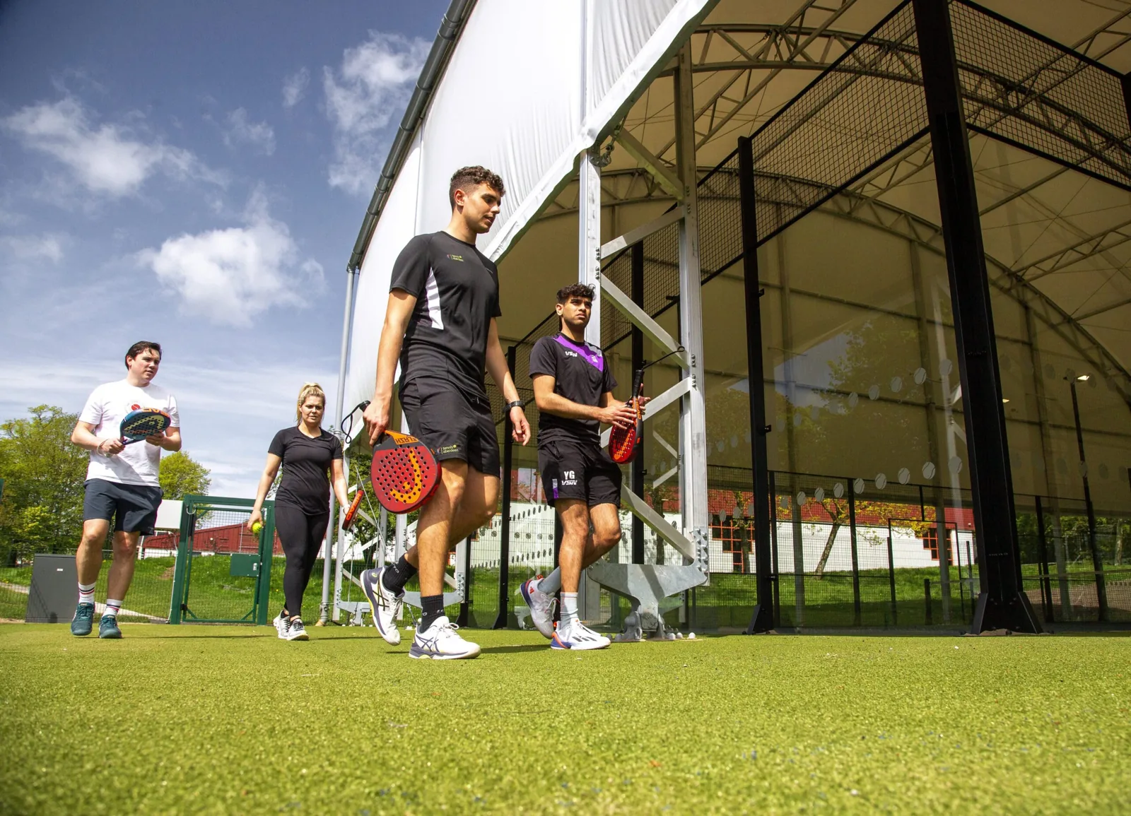 Players outside the covered padel courts at Aberdeen Tennis Centre