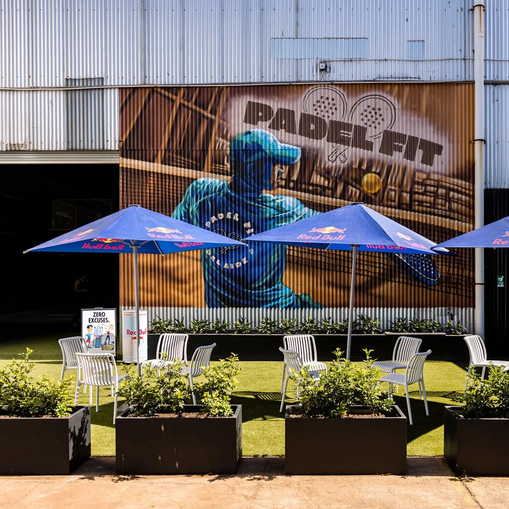 Padel Fit entrance and courtyard on Light Terrace, Thebarton