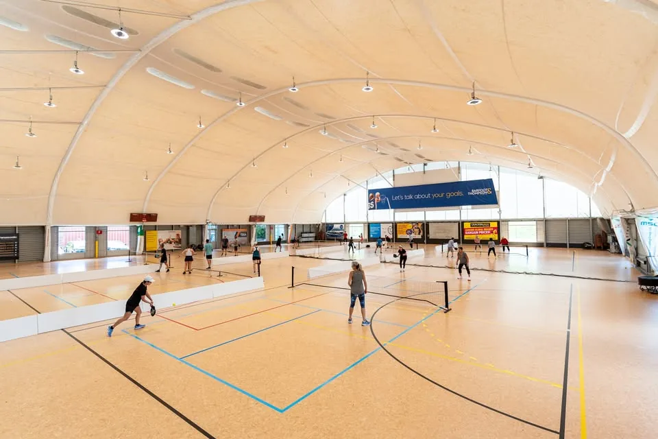 Pickleball in the arena at Netball North Harbour