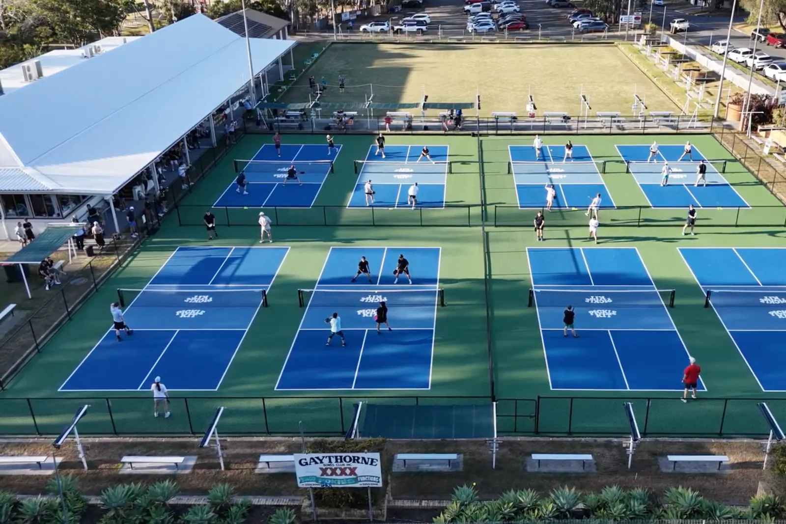 Aerial view of the Pickle Kit pickleball courts at Gaythorne