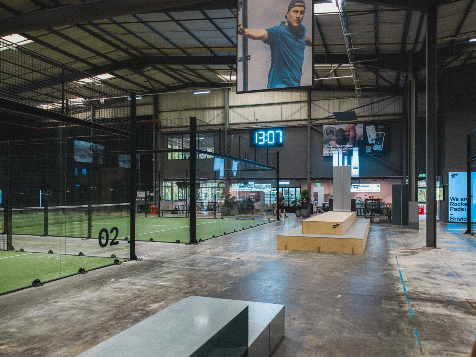 Indoor padel courts at Rocket Padel Bristol
