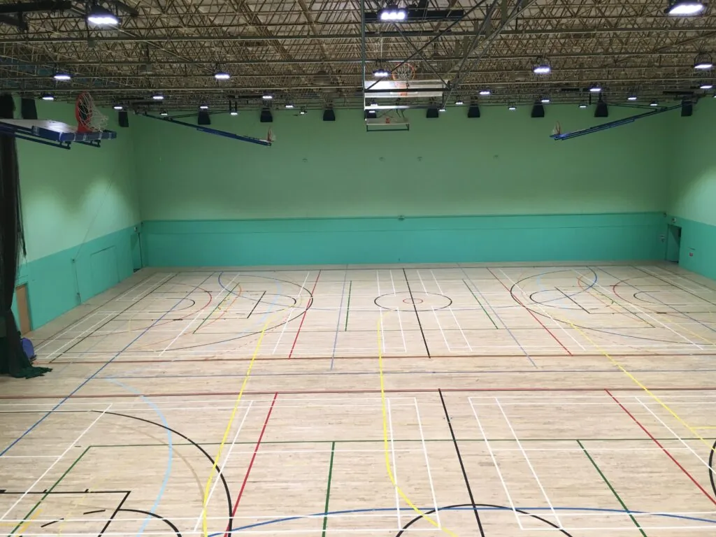 Sports hall with court markings at Kelsey Kerridge Sports Centre