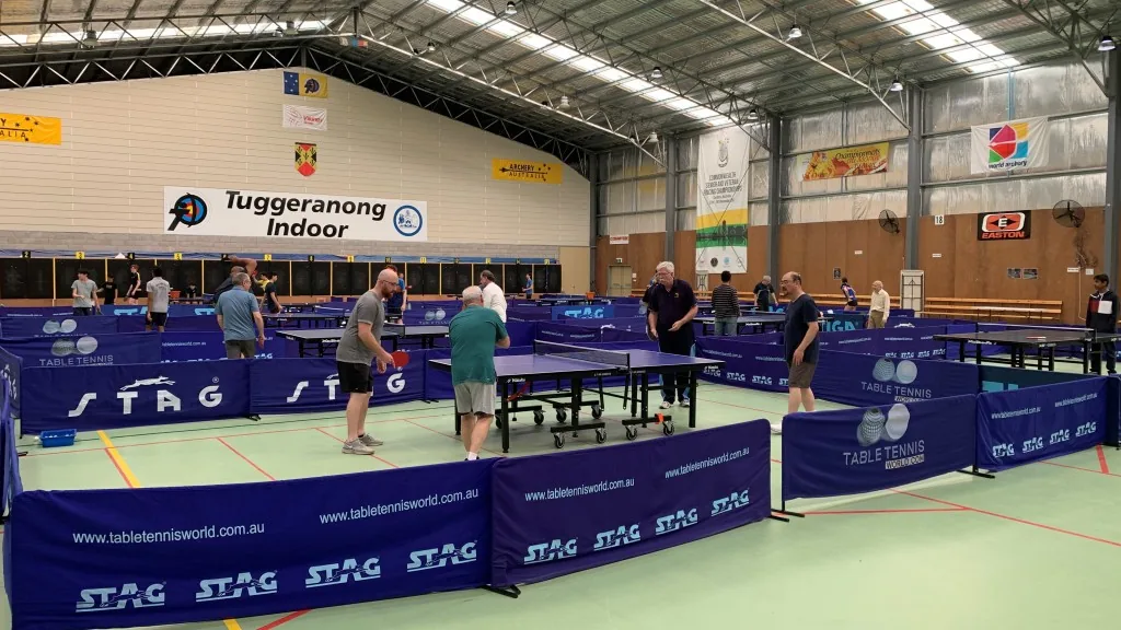 Table tennis set up in the hall at Tuggeranong Indoor Archery Centre
