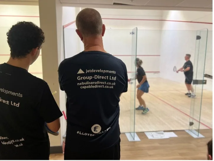 Glass-back court at Cardiff Squash & Racketball Club