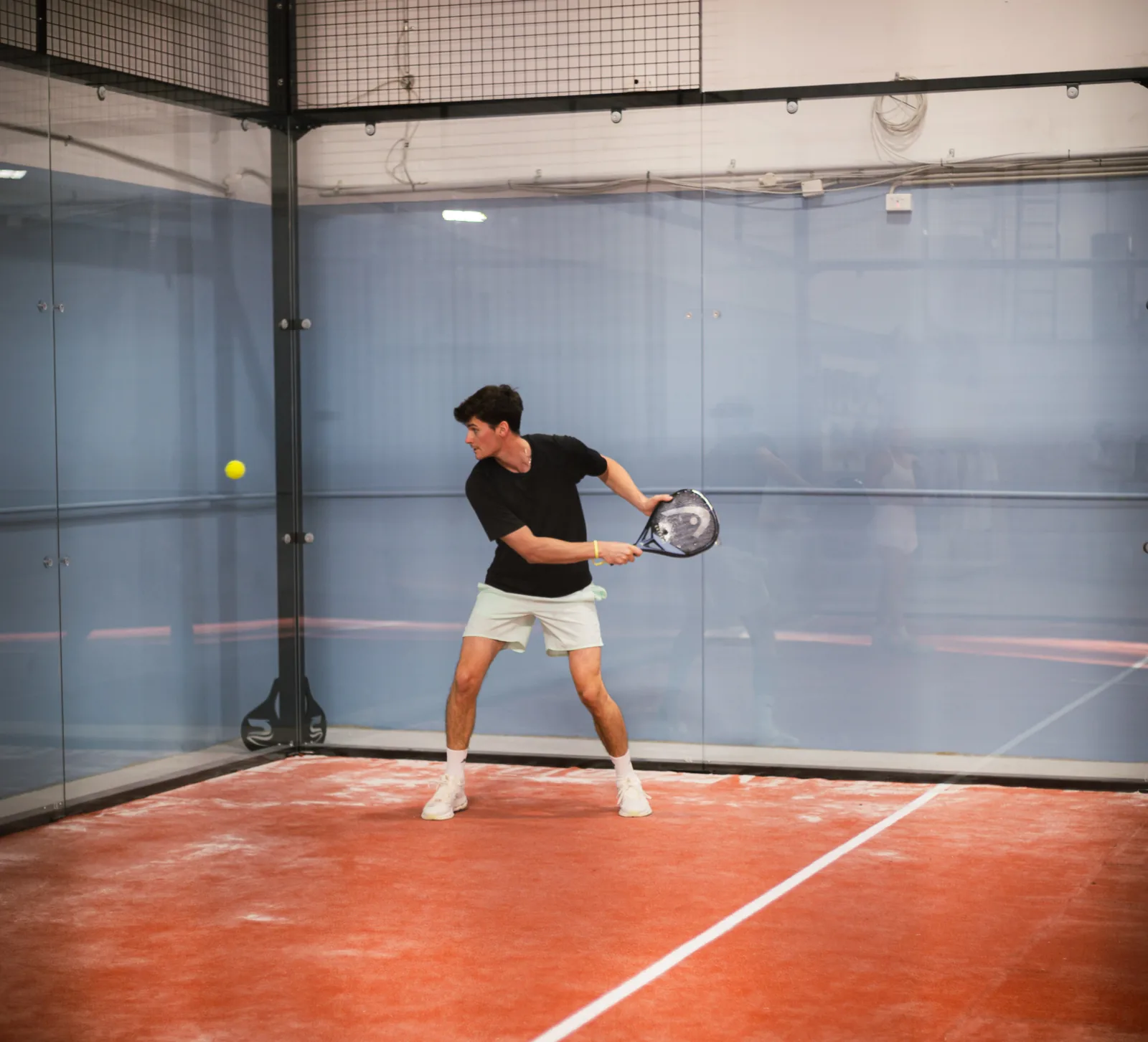Glass-walled padel court at La Palma Padel Club