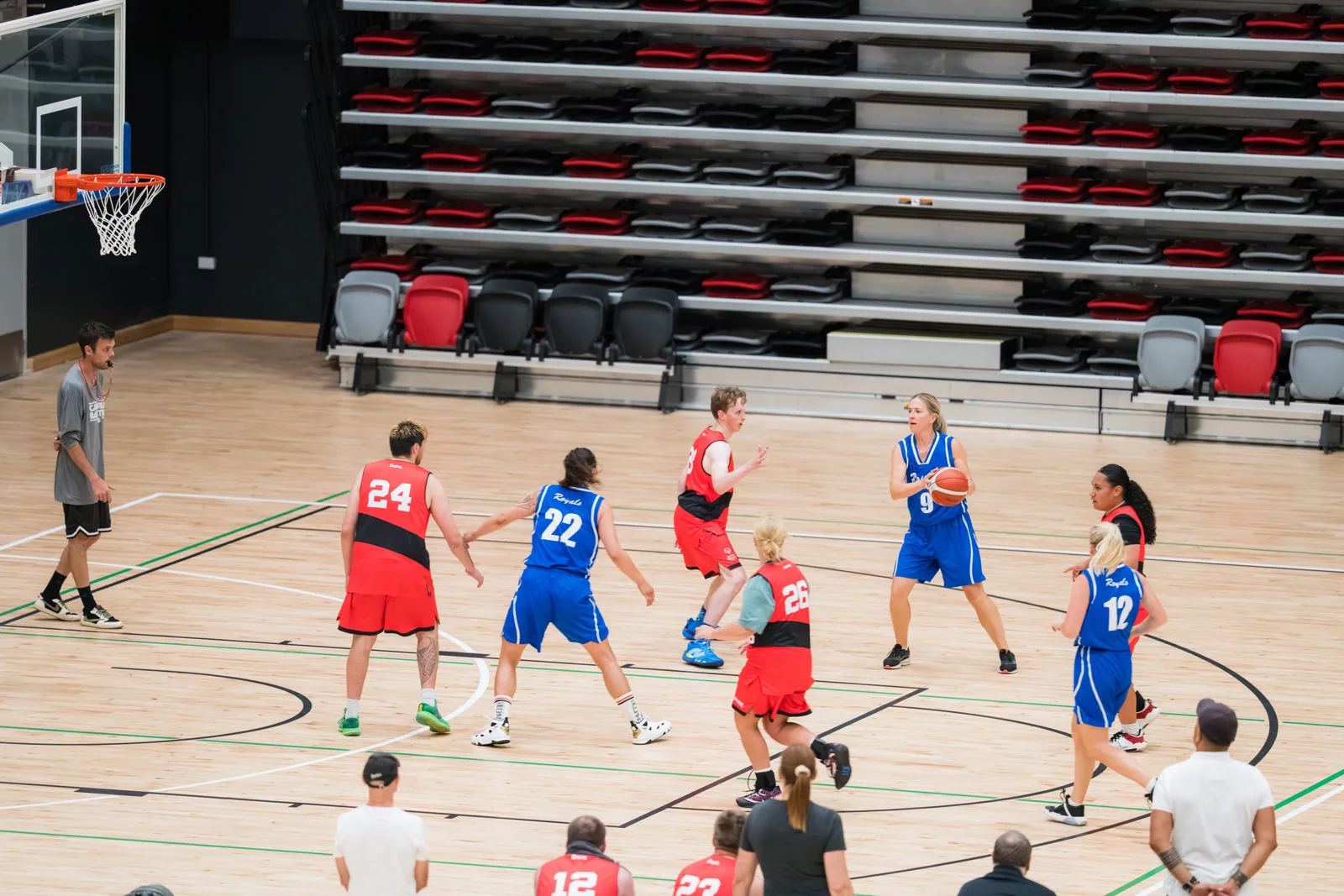 Indoor courts in use at Parakiore Recreation and Sport Centre