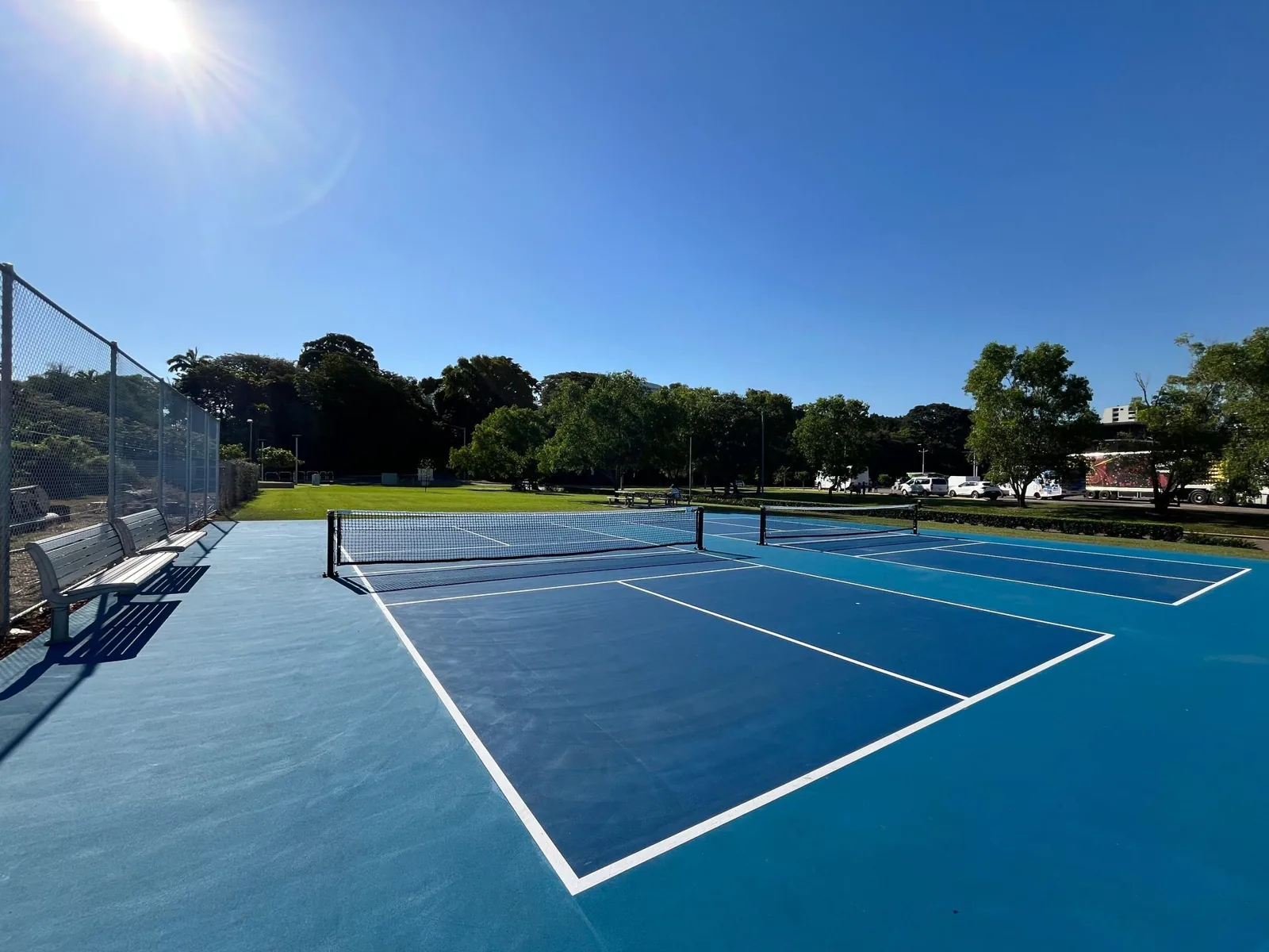 Outdoor pickleball courts at Darwin Waterfront
