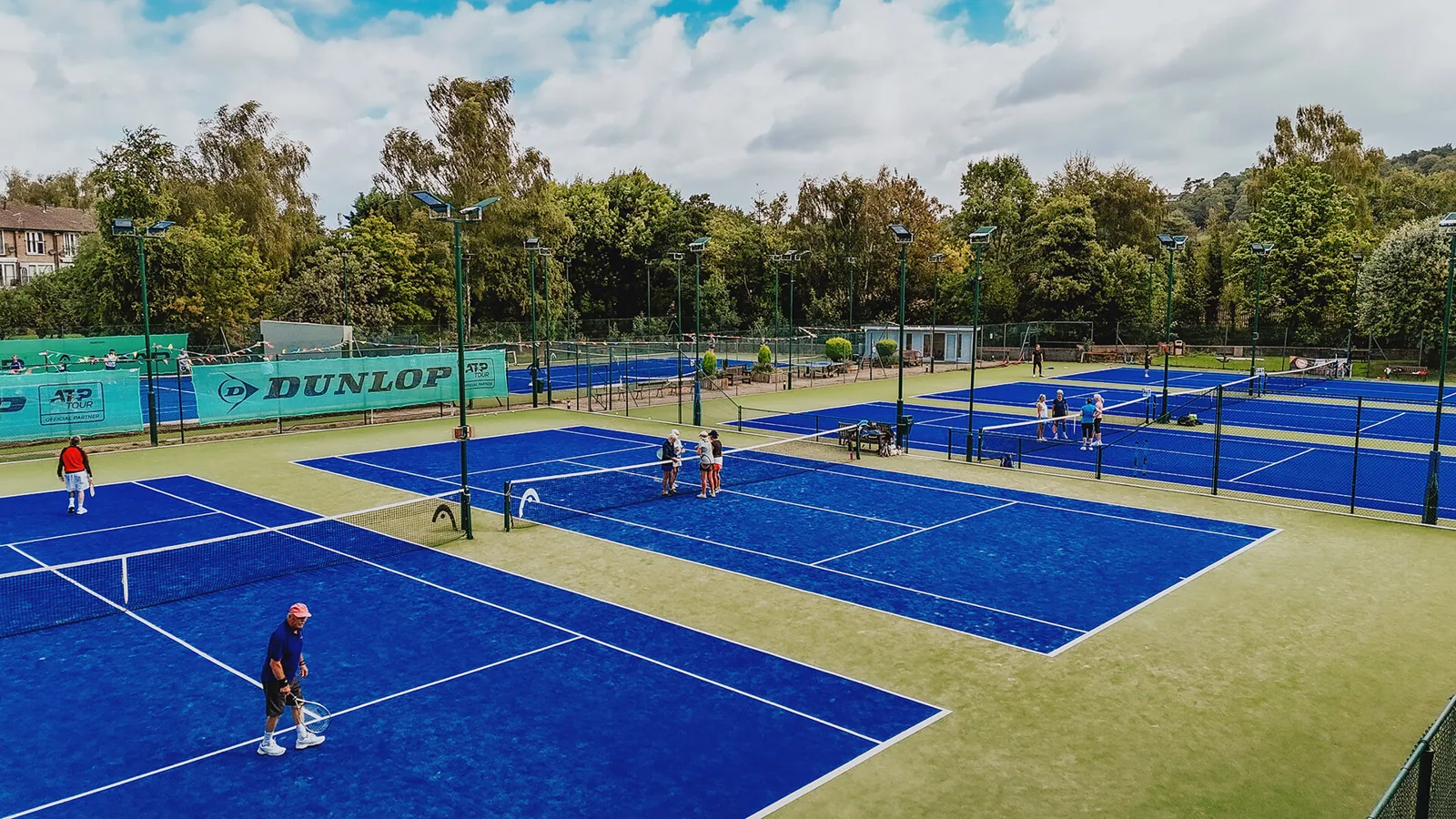 Aerial view of the outdoor courts at Duffield Rackets & Fitness