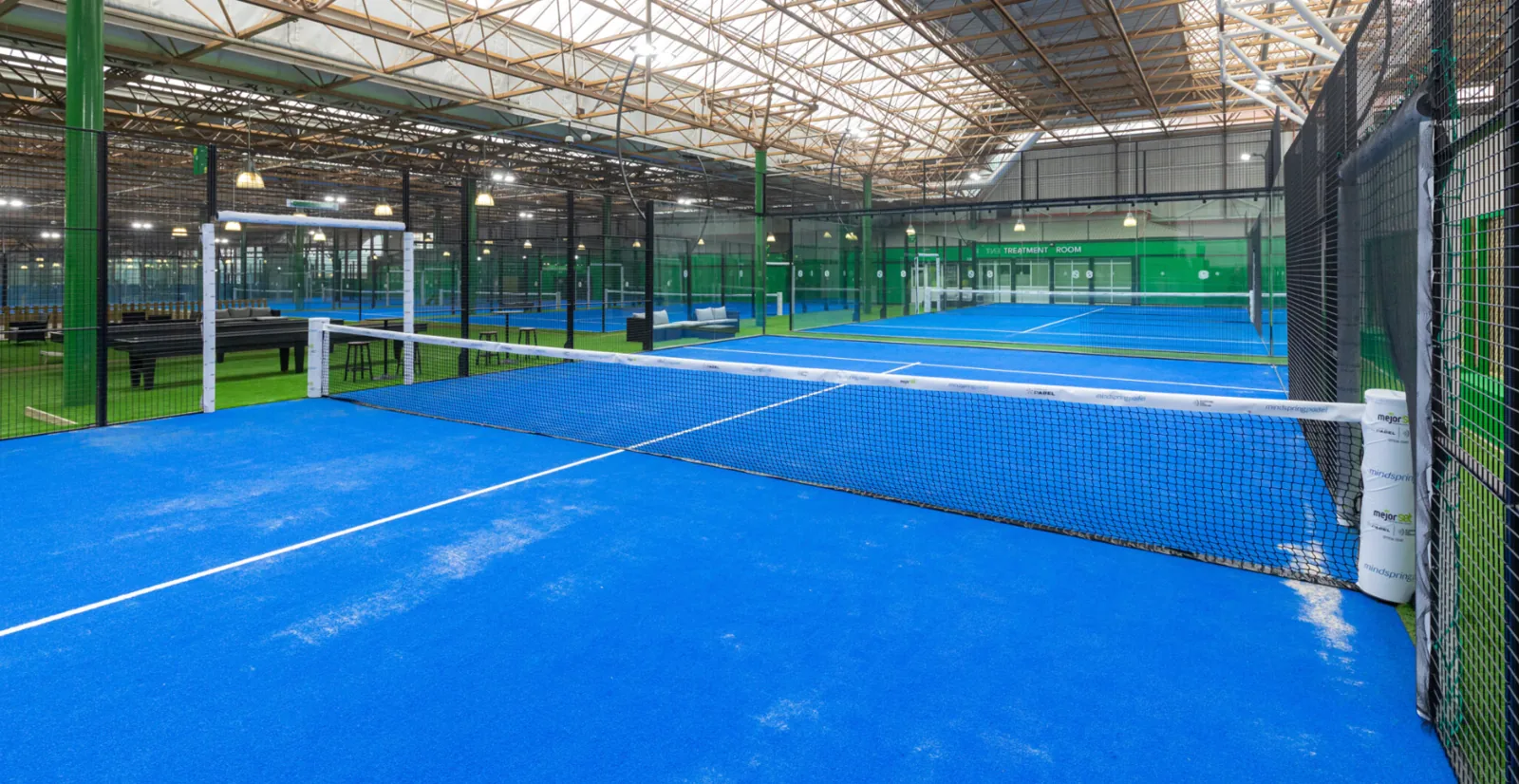 Indoor padel courts at S3 Padel Derby in the Derbion Centre