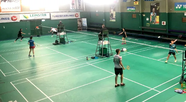 Players on court at Terenure Badminton Centre
