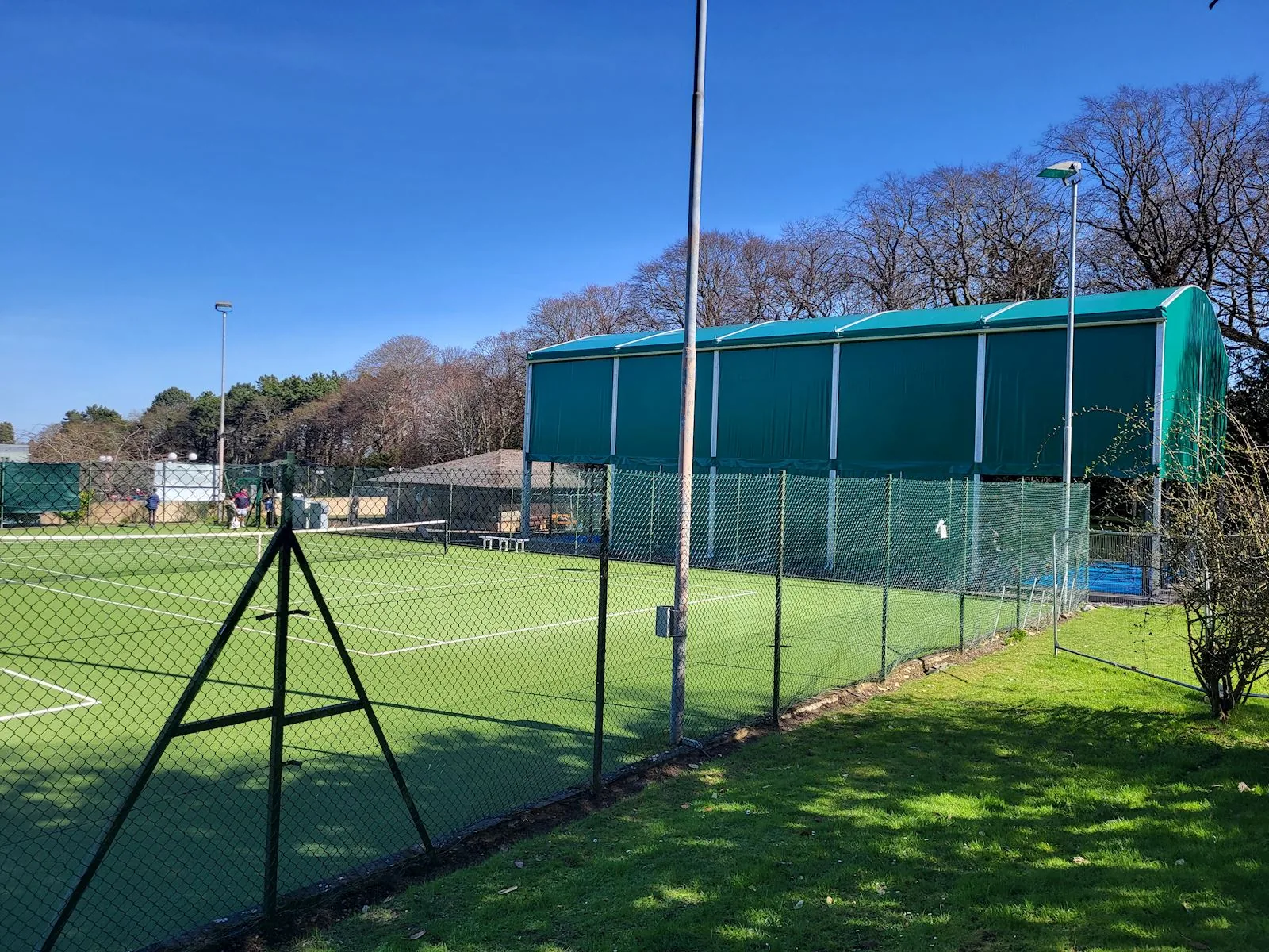 The padel court canopy beside the tennis courts at Craigmillar Park