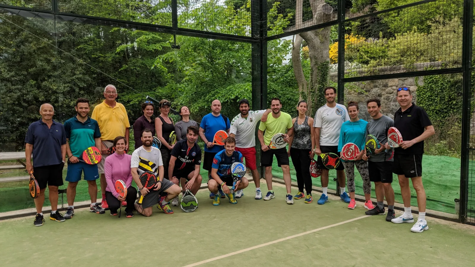 Group on the padel court at Edinburgh Sports Club