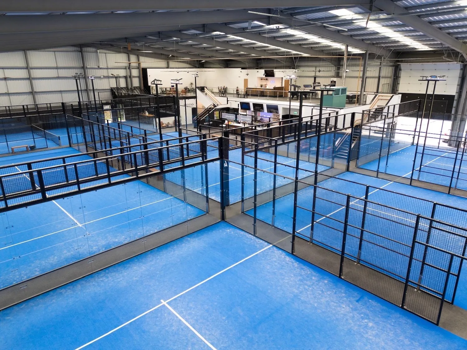Indoor padel courts at City Padel Exeter