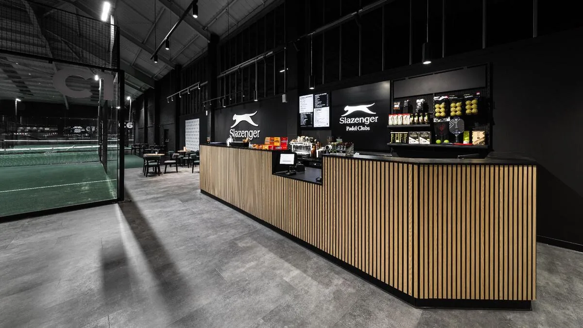 Café bar and padel court at Slazenger Padel Club Exeter