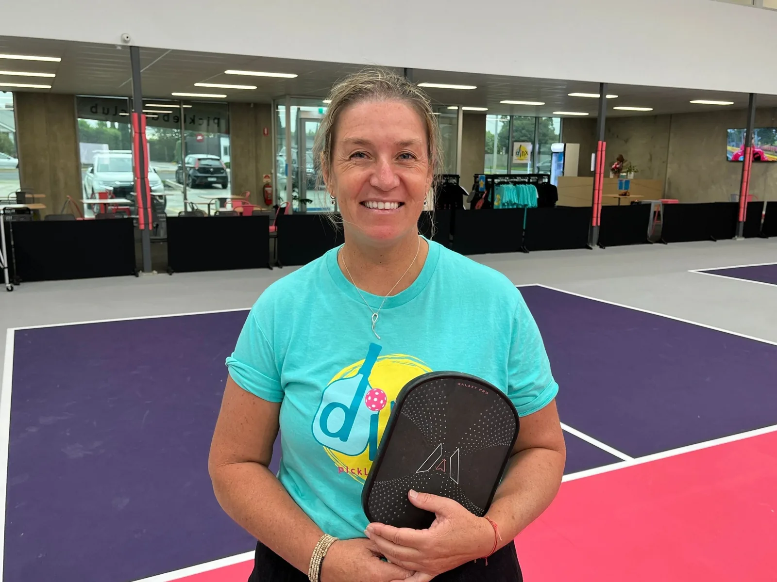 Co-owner on the indoor courts at Dinx Pickleball, Grovedale