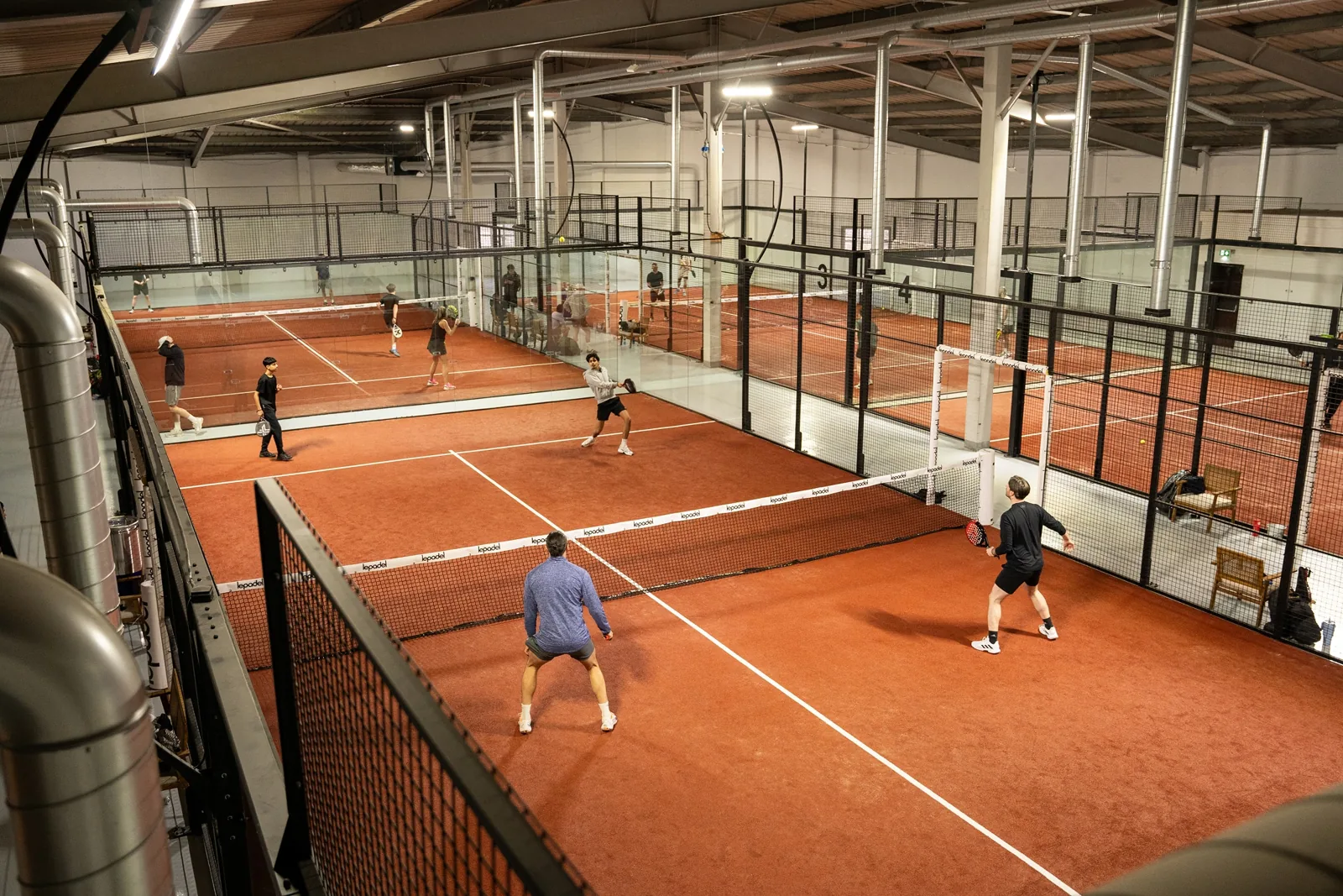 Indoor padel courts at The Court Padel & Pickleball Club