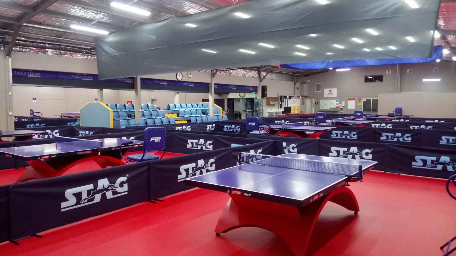Tables in the playing hall at Gold Coast Table Tennis Centre, Molendinar