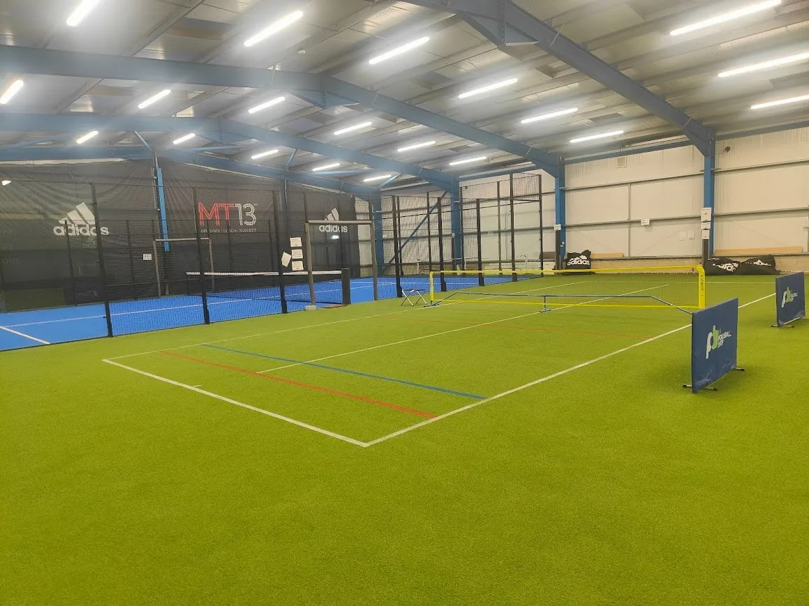 Indoor padel and pickleball courts at The Rally Hub, Beeby