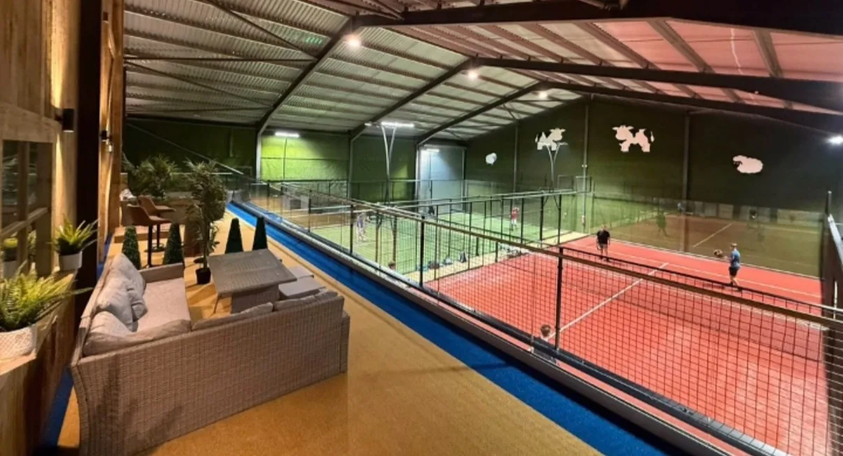 Indoor padel courts and viewing mezzanine at Agri Padel