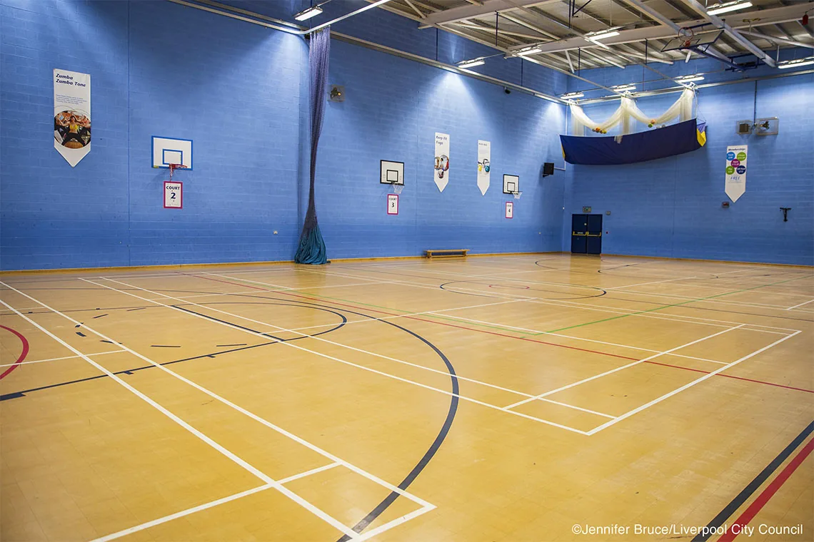 Sports hall with badminton court markings at Lifestyles Alsop