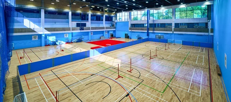 Sports hall with badminton courts at Sobell Leisure Centre