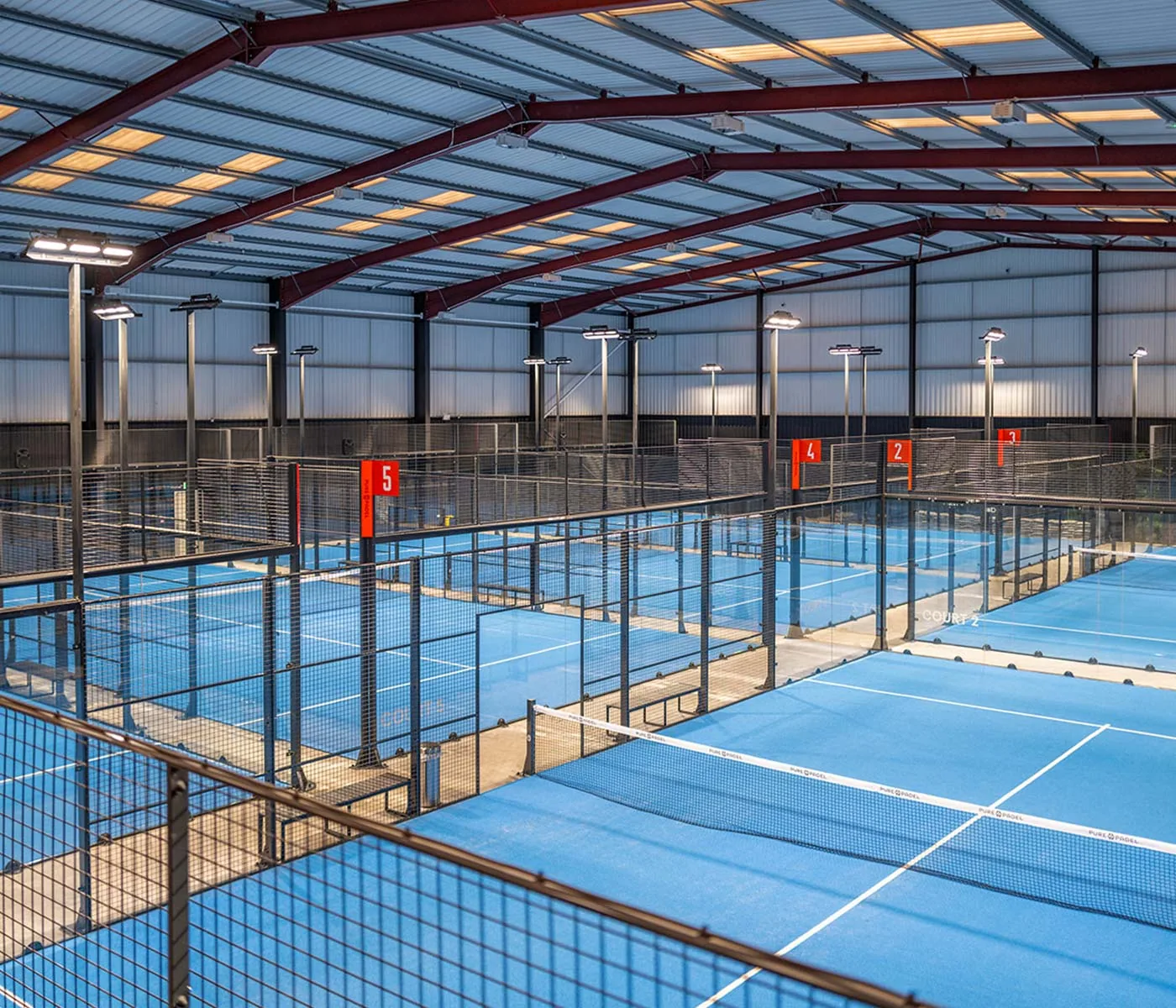 Indoor padel courts at Pure Padel Manchester