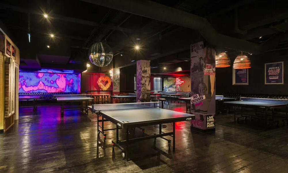 Ping pong tables in the Ping Pong Precinct at Ballers Clubhouse Melbourne CBD