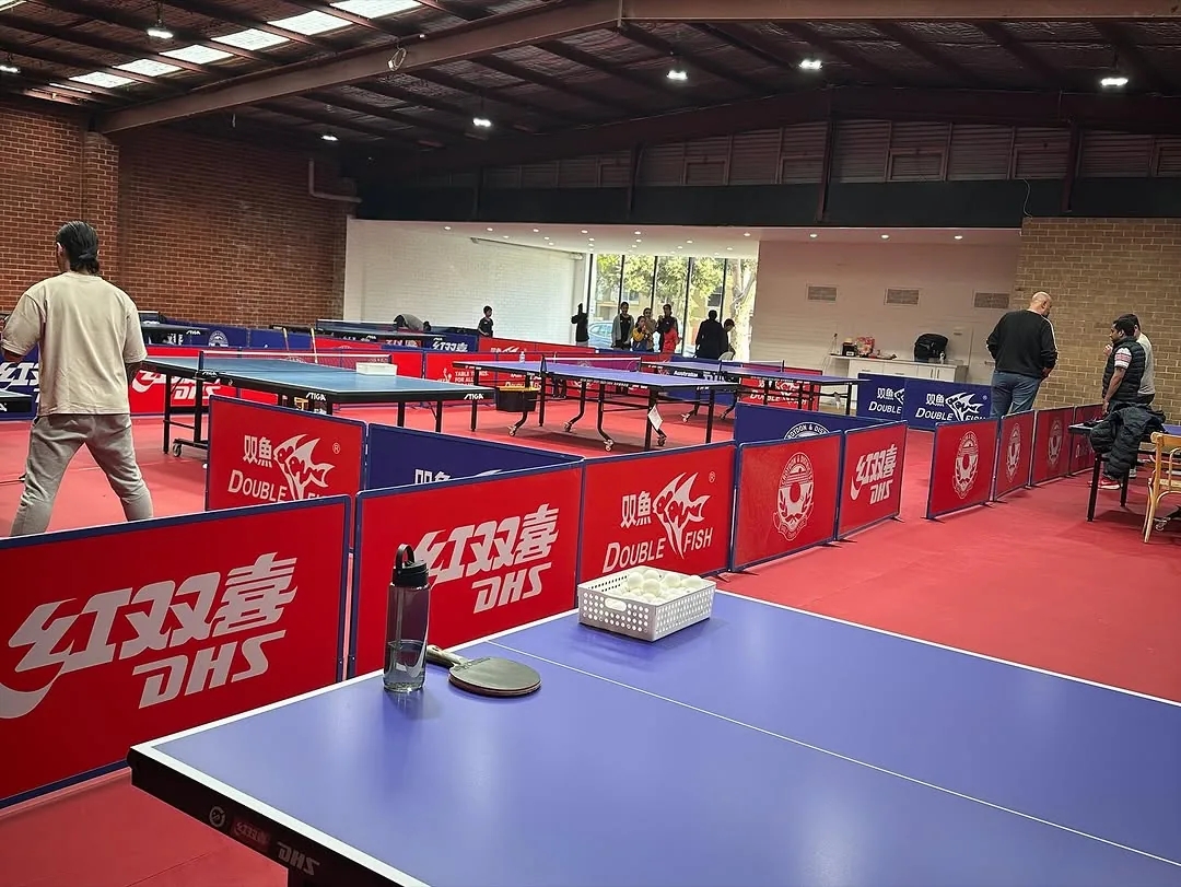Table tennis tables in the hall at ICC Table Tennis