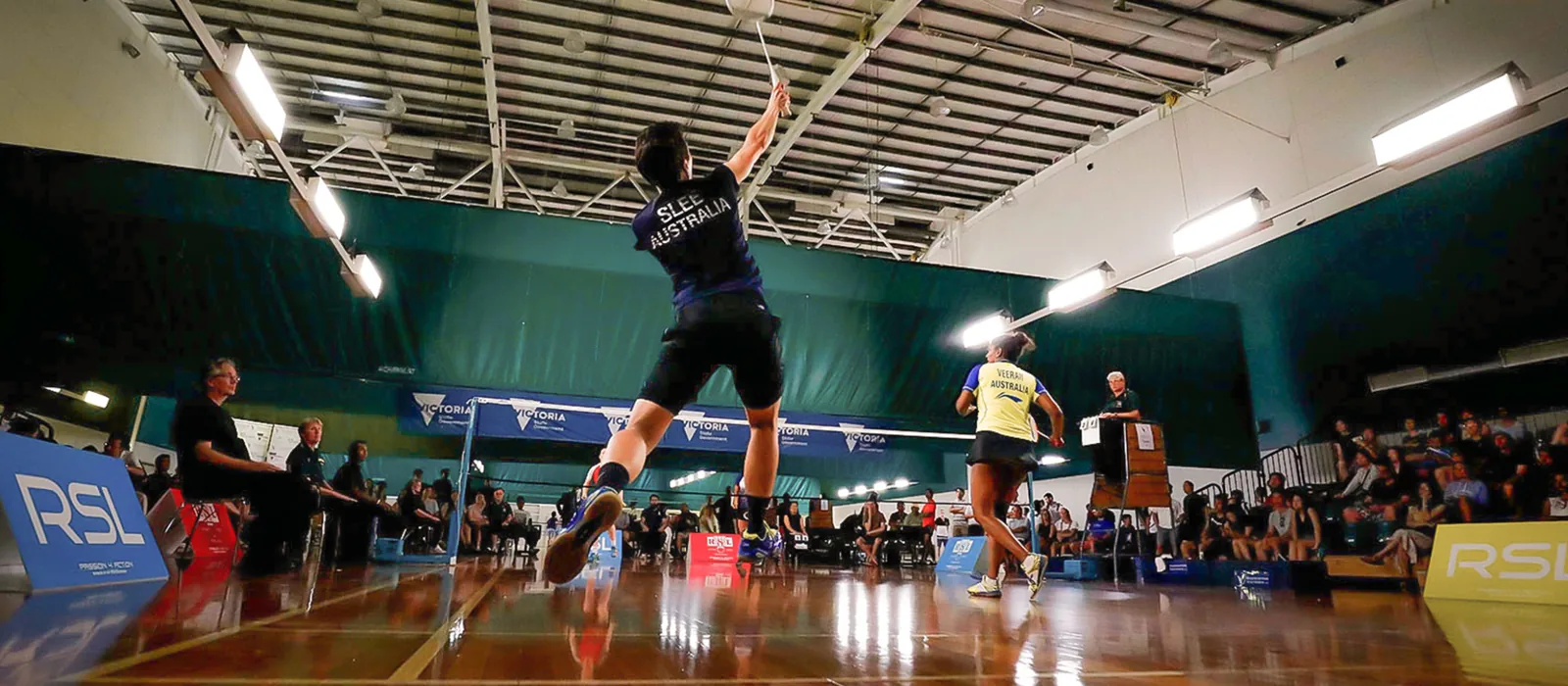 Badminton match on the courts at MSAC