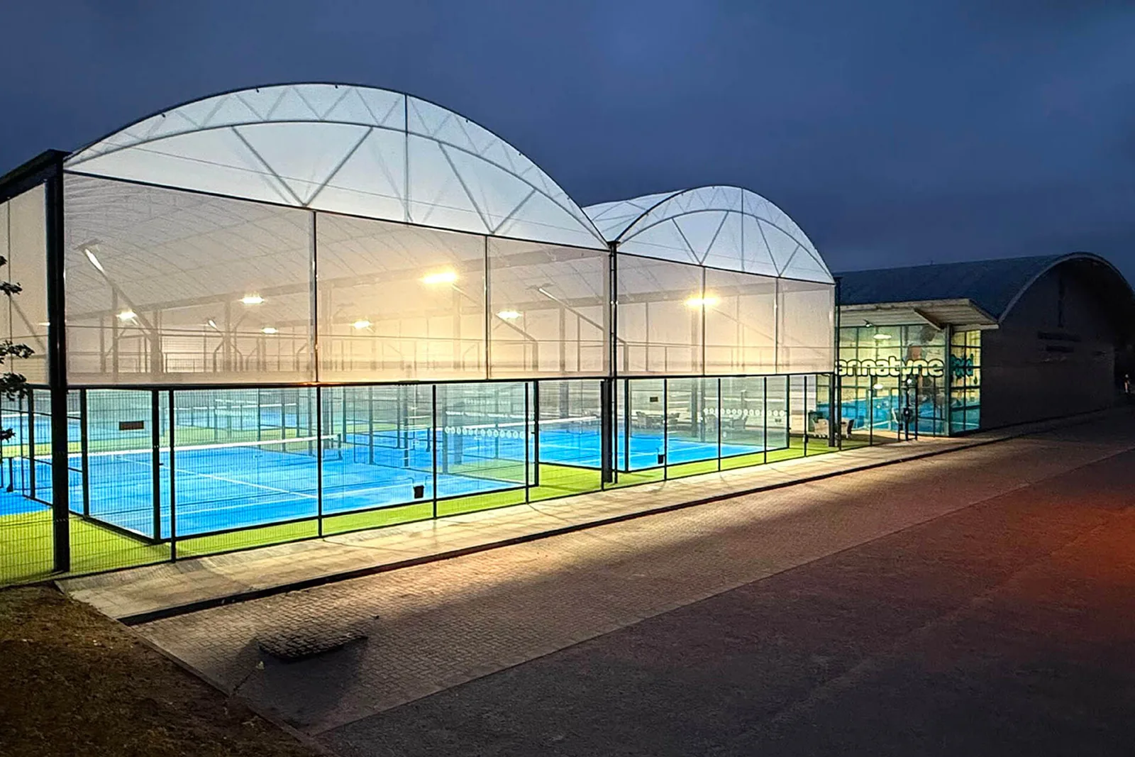 Roofed padel courts at Bannatyne Health Club Norwich