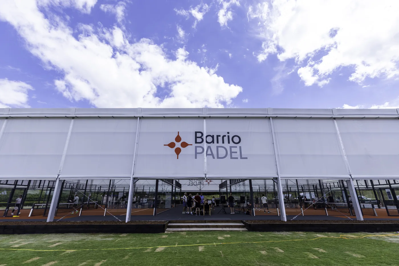 Covered padel court building at Barrio Padel, Holme Pierrepont