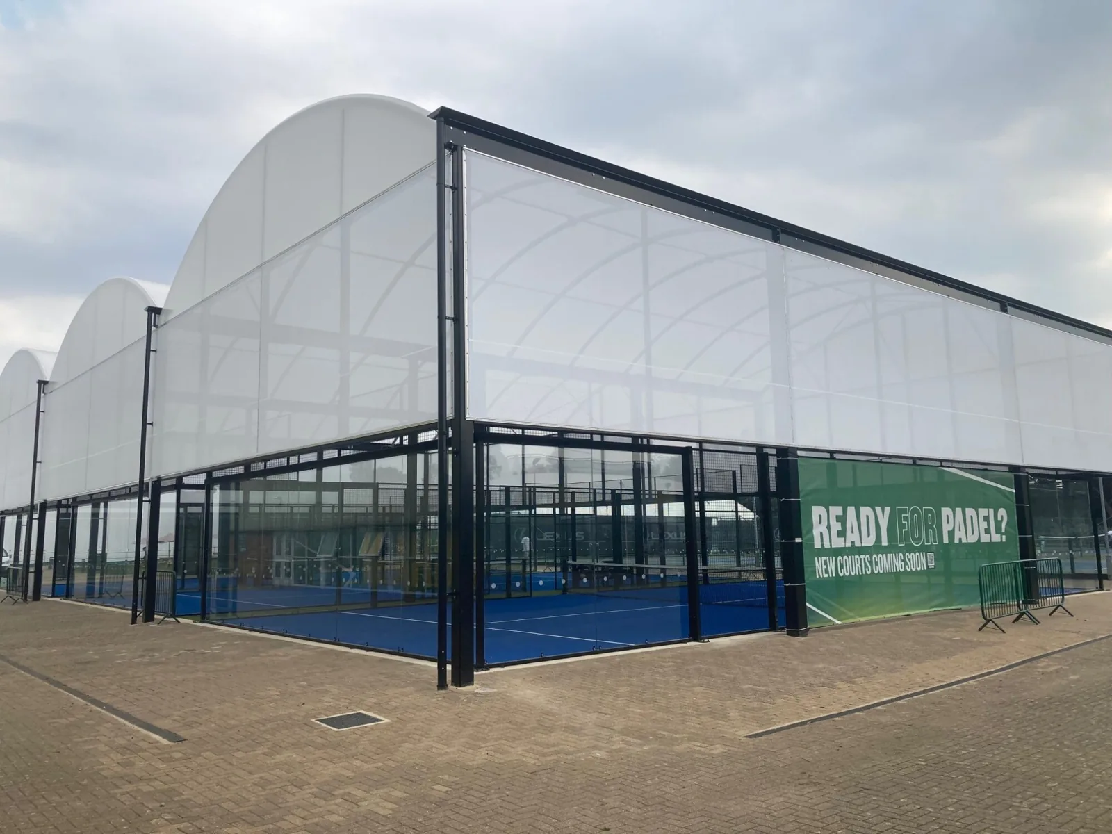 Outside the covered padel courts at Lexus Nottingham Tennis Centre