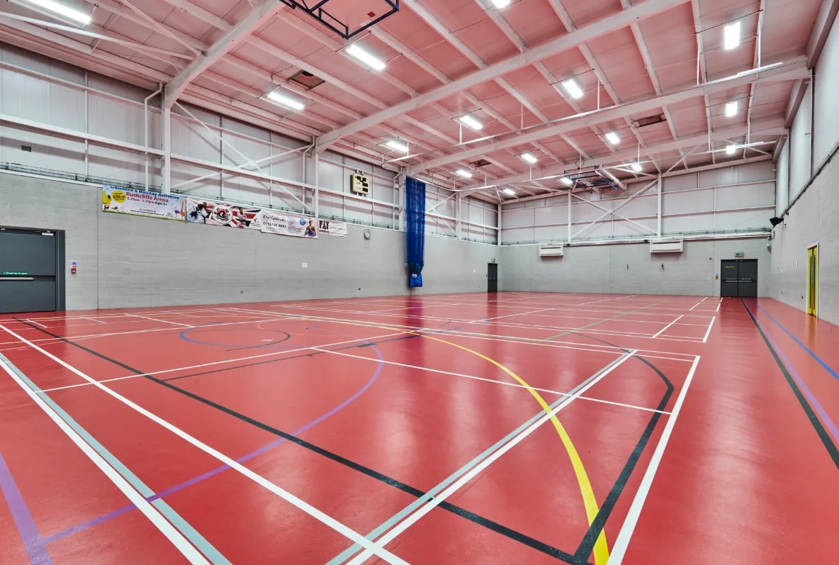 Sports hall with court markings at Rushcliffe Arena