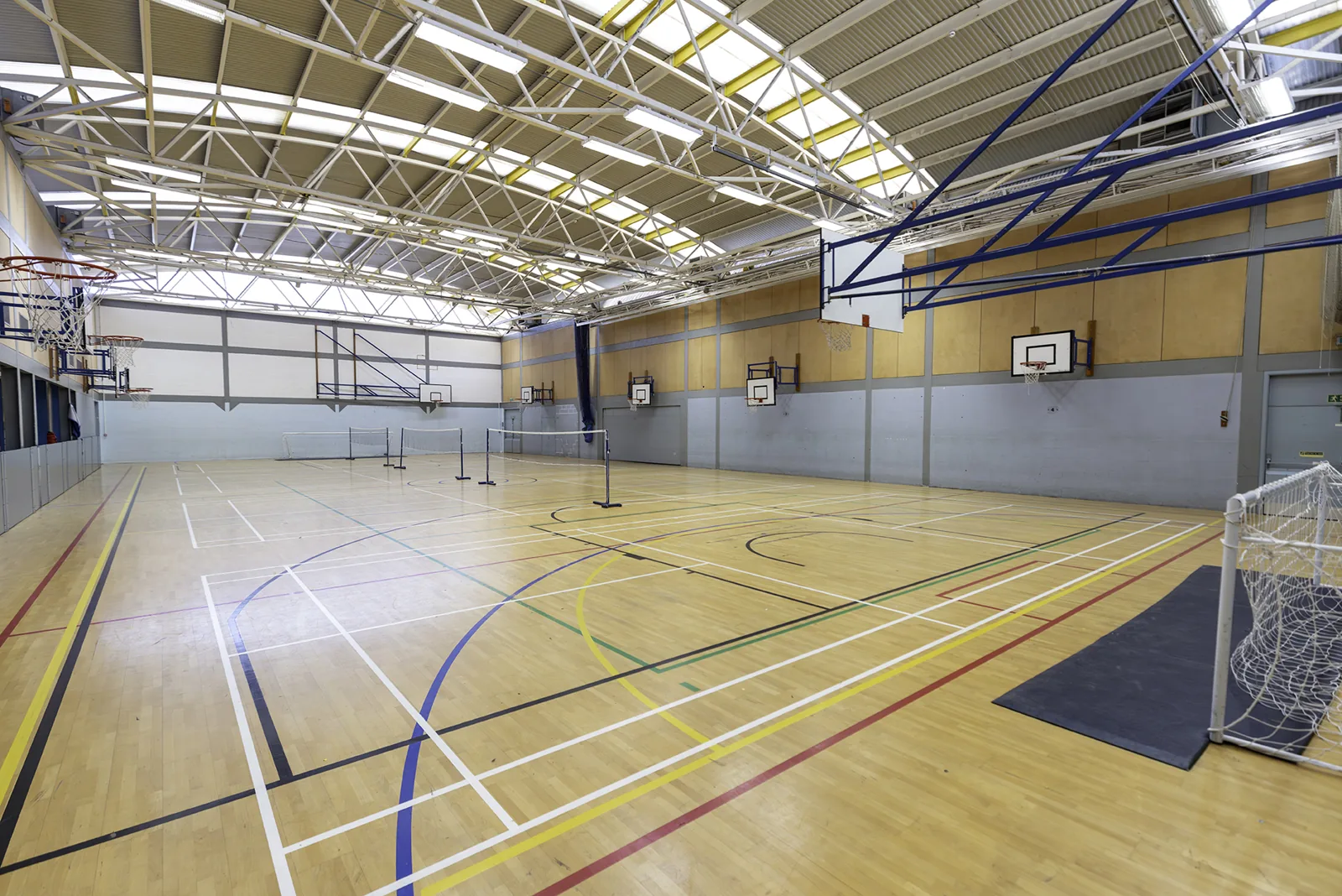Sports hall with badminton markings at Ferry Leisure Centre
