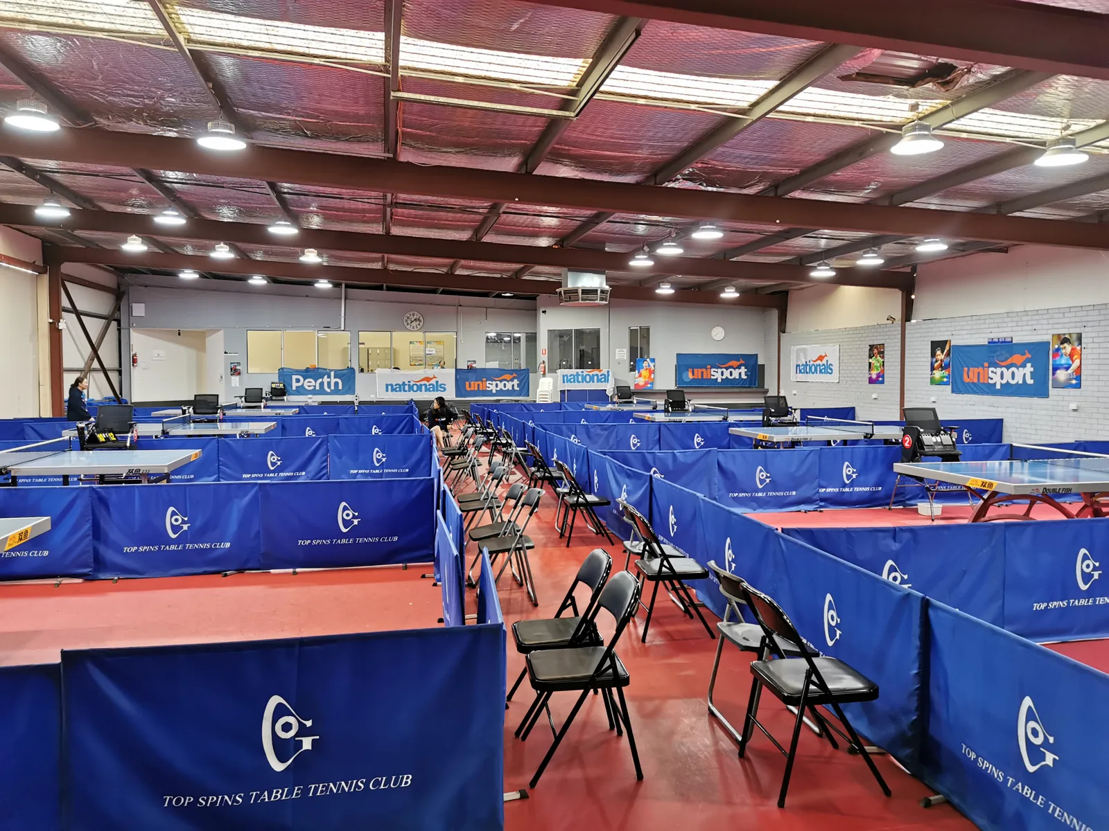 Table tennis hall at Top Spins Table Tennis Club, West Perth