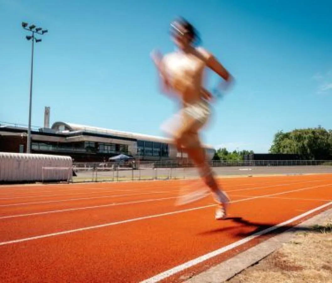 Mountbatten Centre building beyond its athletics track (building photo)