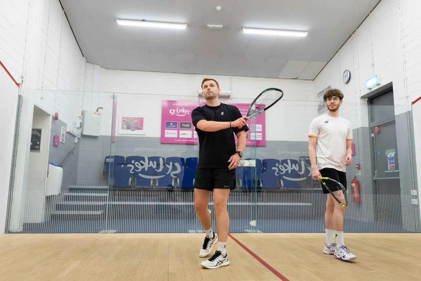 Racketball on a glass-backed court at the Hallamshire