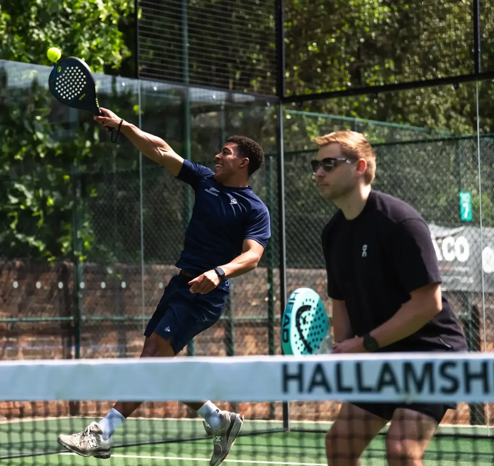Padel doubles on the outdoor court at the Hallamshire