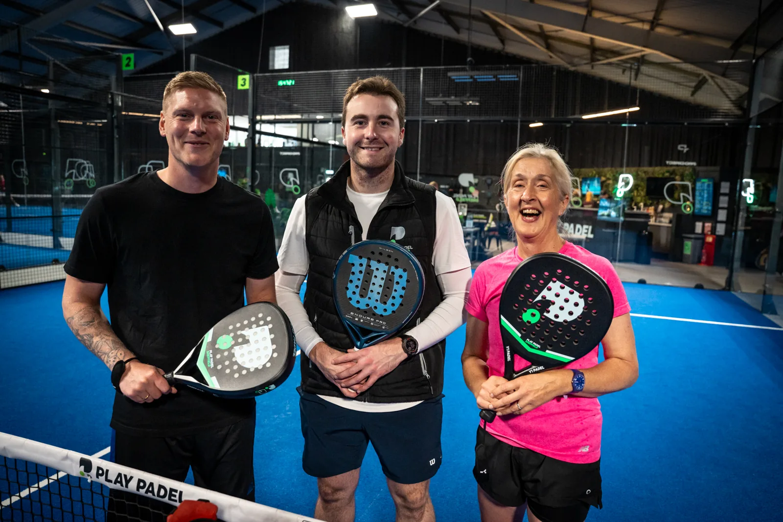 Players on an indoor court at Play Padel Meadowhall
