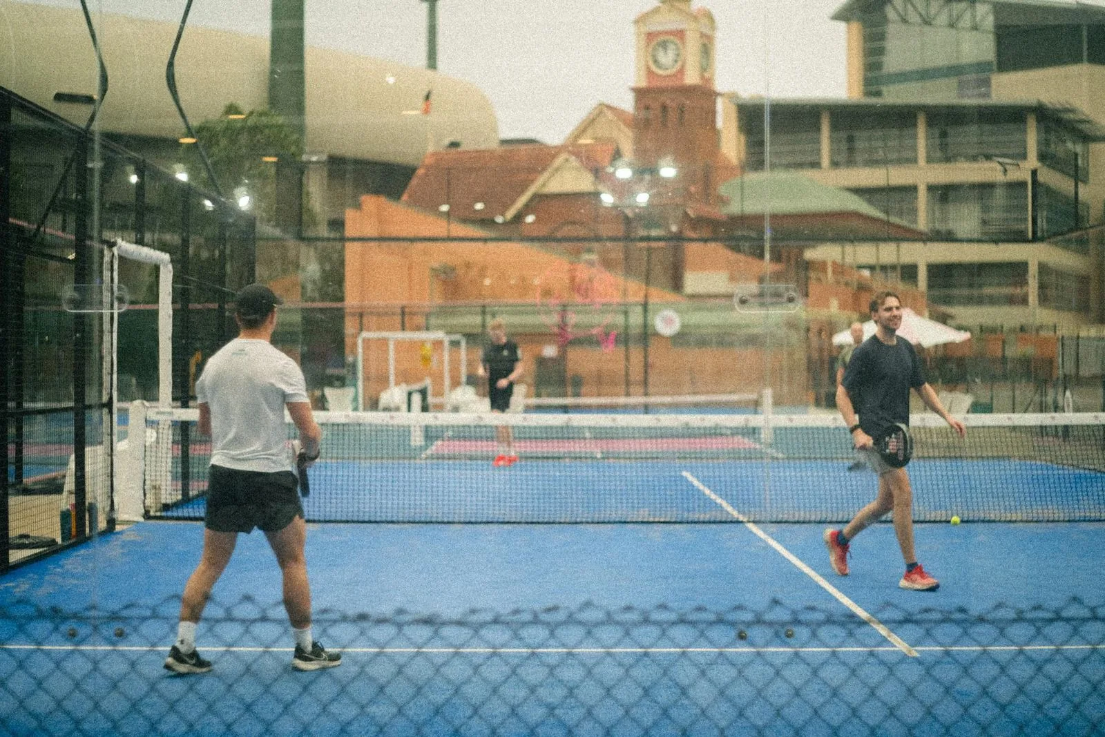 Outdoor padel courts at Sydney Racquet Club, Moore Park