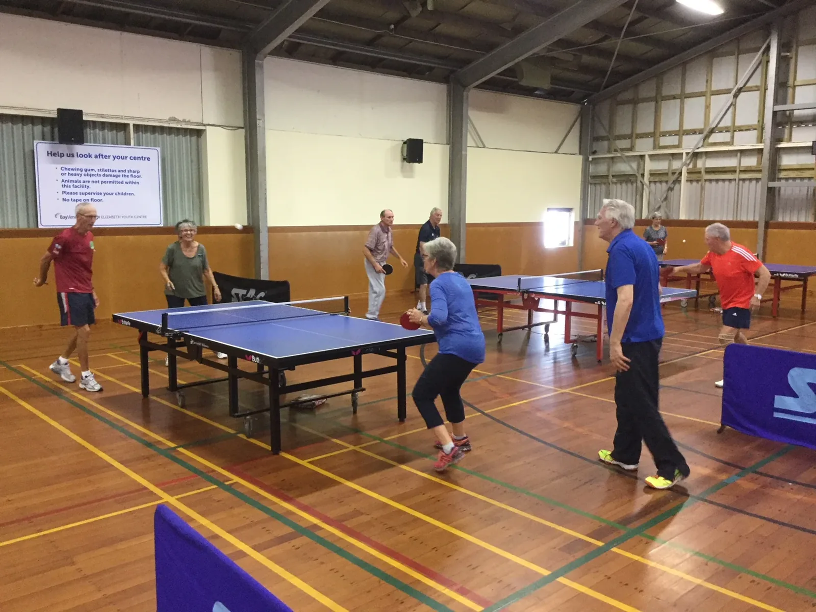 Adult players at Table Tennis Tauranga in the Memorial Hall