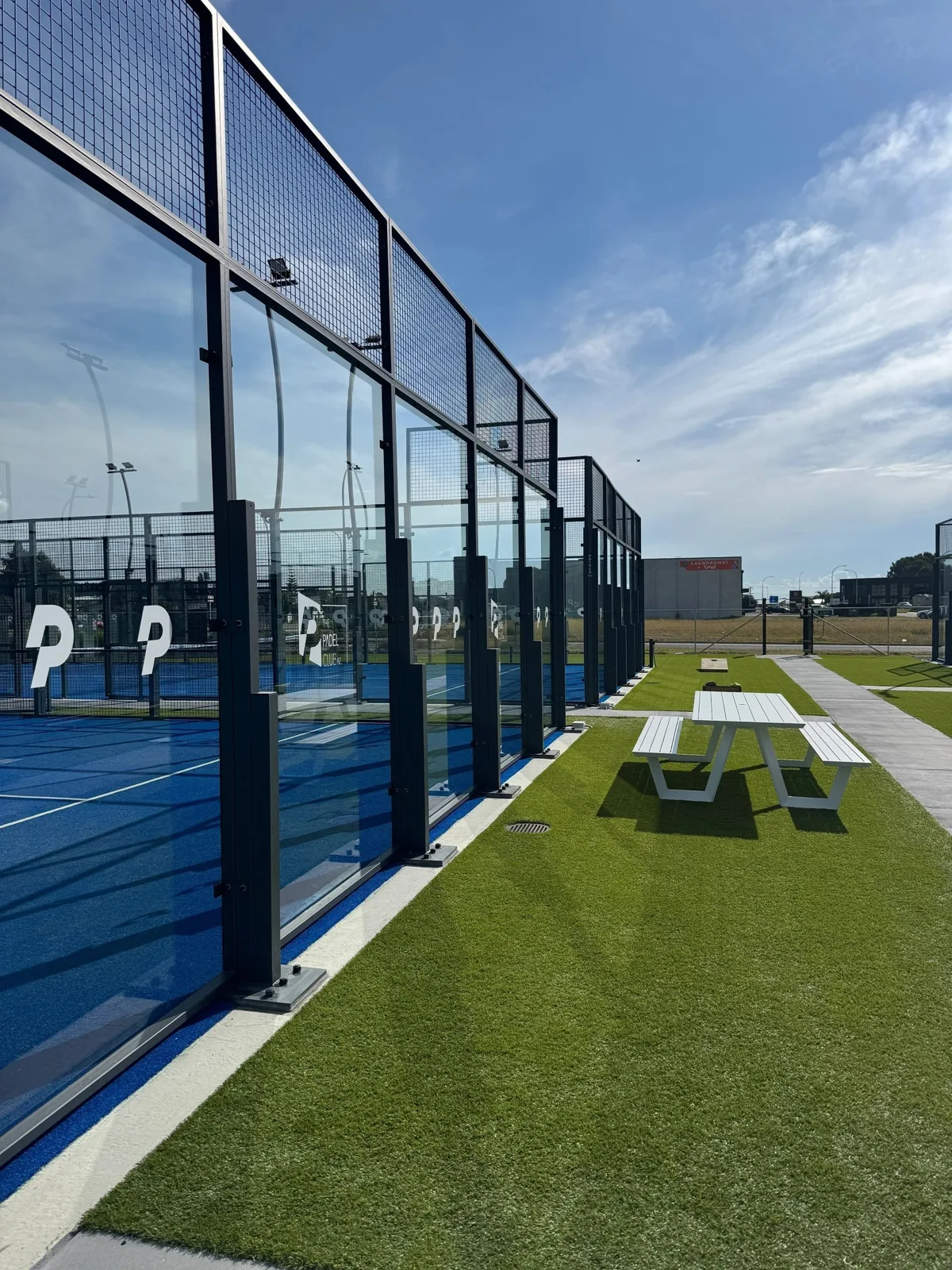 Row of padel courts at The Padel Club NZ