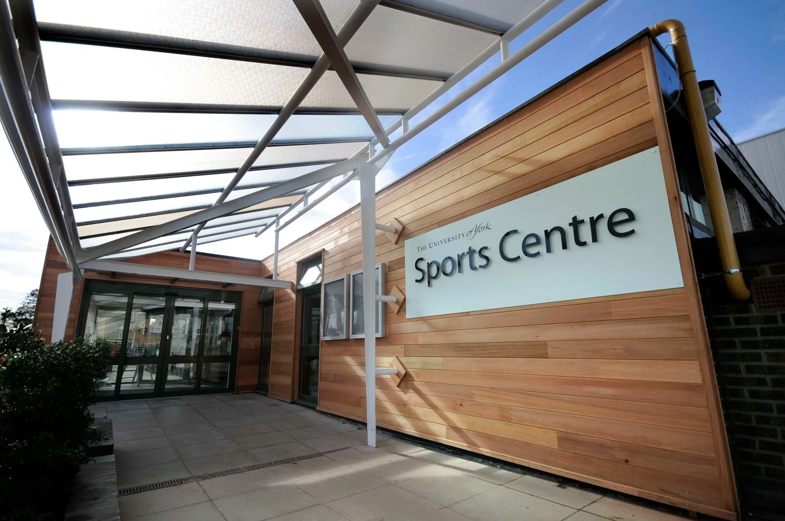 Entrance to York Sport Centre on the Heslington West campus (building photo)